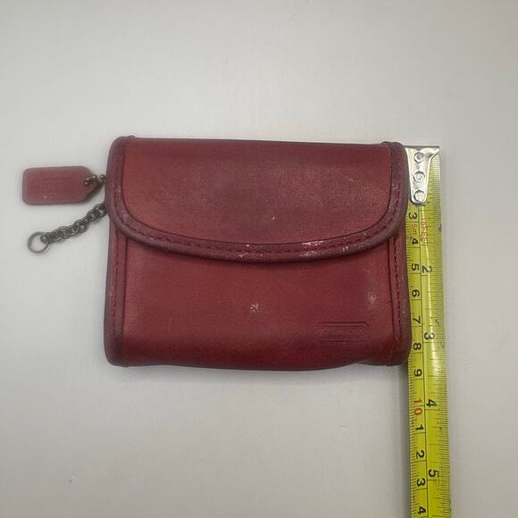 VTG Coach Multifunction Purse 7219 Red Small Leather Snap Close Tiny Hangtag 90s - Picture 16 of 16